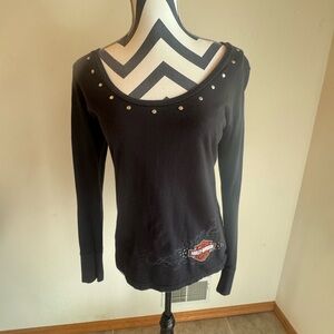 Harley-Davidson Vintage Black Studded Long Sleeve Shirt